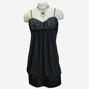 B Darlin Y2K Babydoll Mini Dress Size 7/ 8 USA made Grunge goth Spaghetti Strap
